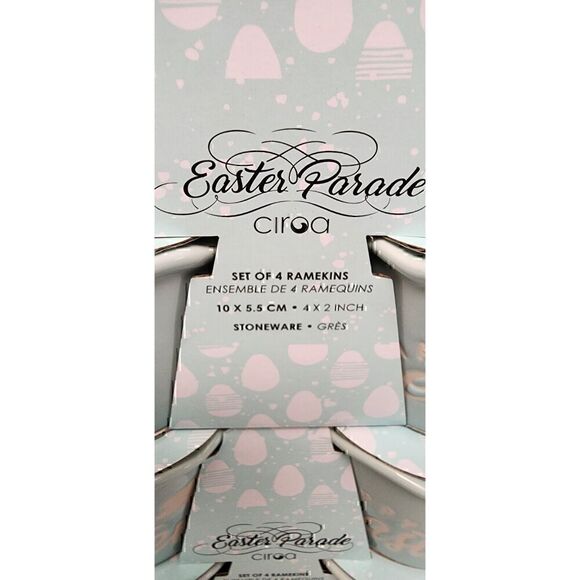 Ciroa Ramekins Happy Easter Pastel Purple Bunny Rabbit Candy Dish Stoneware New - Picture 5 of 5